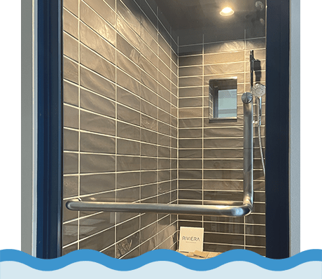 バスルーム専用アルミ框ドア及びFix窓(アルミ製枠)